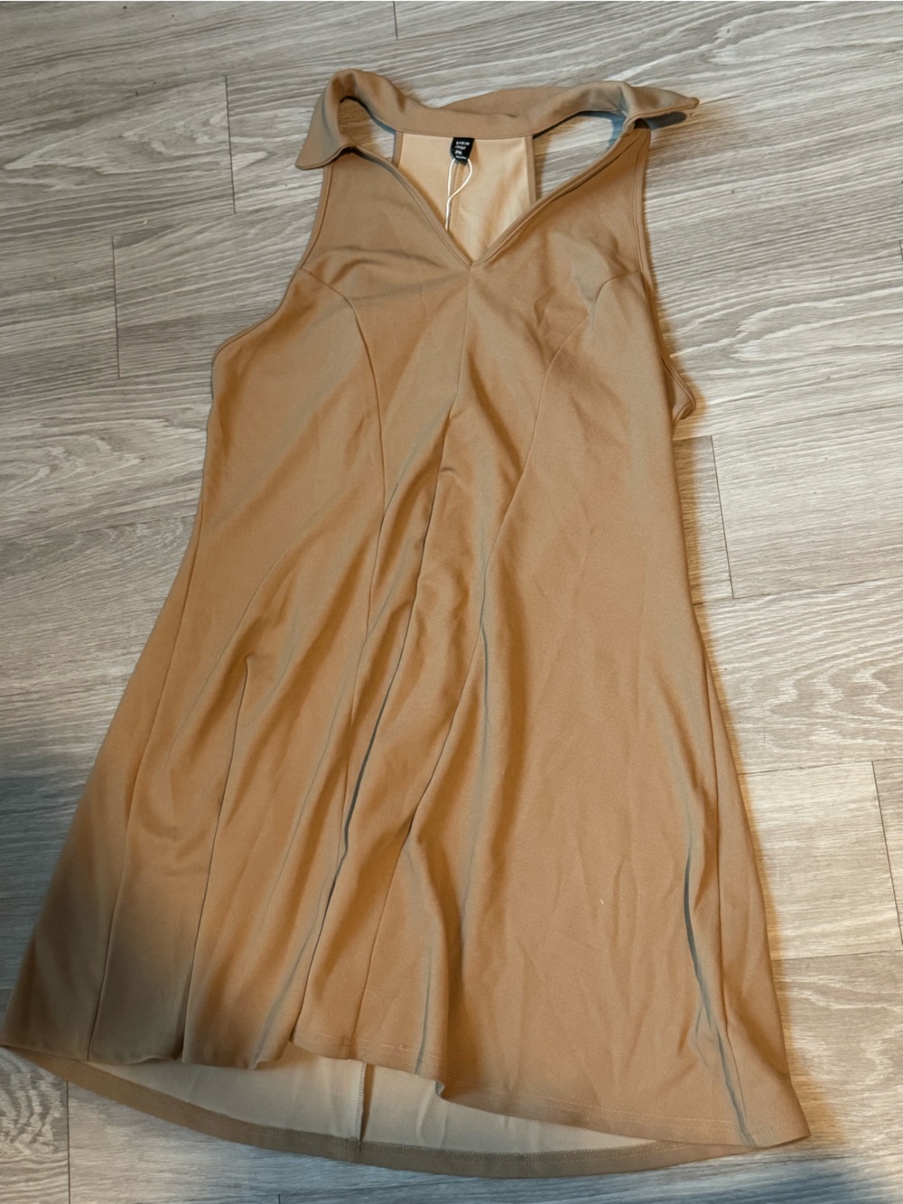 SHEIN Camel Flared Midi Skirt with V-Seam Detail